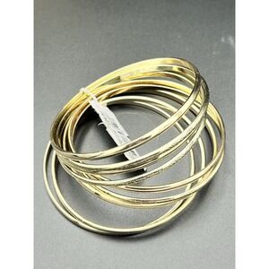 Macy's Classic Skinny Bangle Bracelets Gold-Tone 9/Set Smooth Textured